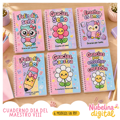 📚🍎 CUADERNO A5 DÍA DEL MAESTRO KAWAII  ✏️💖