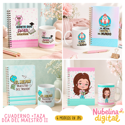 🍎☕📒 Taza + Cuaderno Día del Maestro 2  ✏️💖