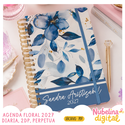 💙🌸 Agenda Floral Azul 2027  📔✨