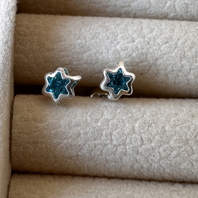 Aros Abridores Estrellita Turqueza - Plata 900