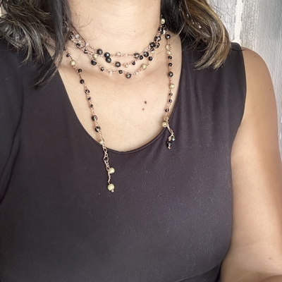 Collar Mil Vueltas - Negro y Dorado