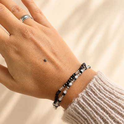 Pulseras de cristal x 2 - Tono Negro