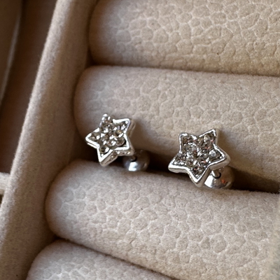 Aros Abridores Estrellas Strass - Plata 900
