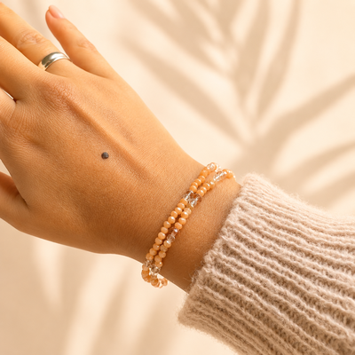 Pulsera de Cristal x 2 - Tono Salmón 