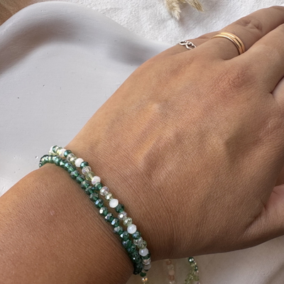 Pulsera de cristal x 2 - Tono Verde