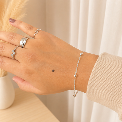 Pulsera Singapur con bolitas - Plata 925