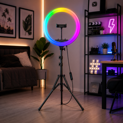 Aro led 10 luz RGB c/tripode 2.1mt