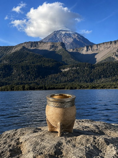 Mate Imperial calabaza Cuero crudo virola cero y alpaca 