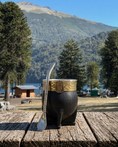 Mate Imperial de calabaza y cuero con dije AFA en bronce - Selección Argentina