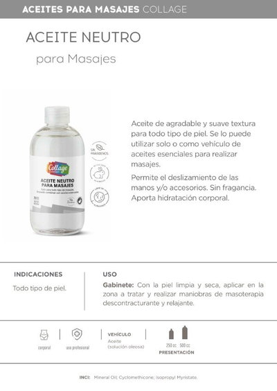 Collage Aceite de Masajes Neutro 250ml