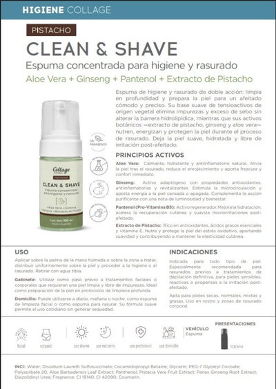 Collage Espuma de Higiene y Rasurado Clean Shave Pistacho 100ml