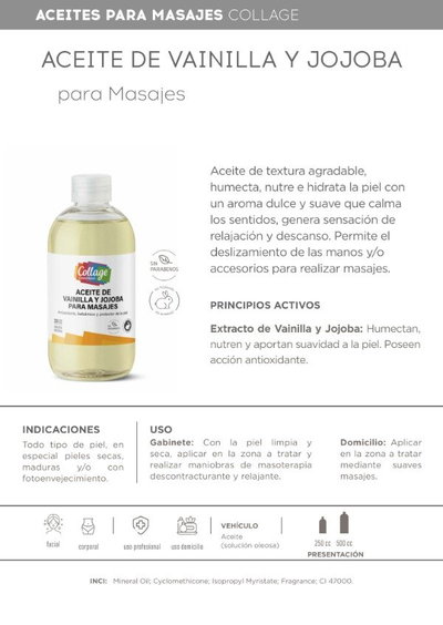 Collage Aceite de Masajes Vainilla y Jojoba 250ml