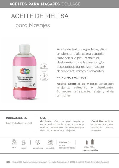 Collage Aceite de Masajes Melisa 250ml