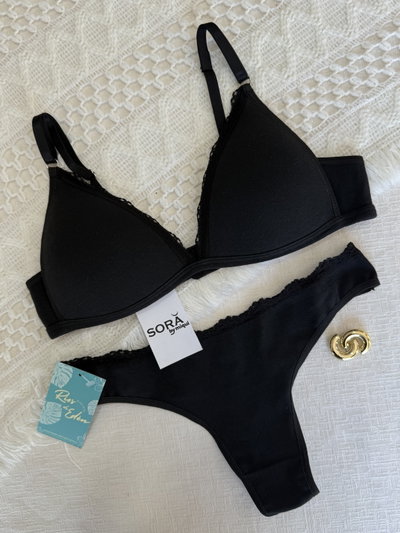 Conjunto algodón con puntilla soft 