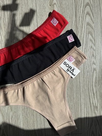 Pack x3 - bombachas algodón con puntilla 