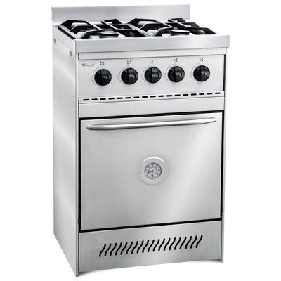 Cocina CF55 Cook&Food 555 Mm, 4 Hornallas Semiindustrial, Puerta Ciega Horno Pizzero