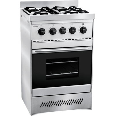 Cocina CF55 Frente Vidrio Cook&Food 555 Mm, 4 Hornallas, Puerta Visor, Horno Pizzero