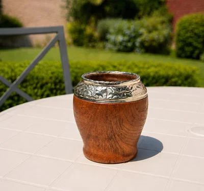 MATE TORPEDO ALGARROBO VIROLA ALPACA CINCELADA
