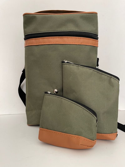 Mochila/Bolso Matero con Yerbero y Azucarero – Verde, Negro con Detalles en Suela