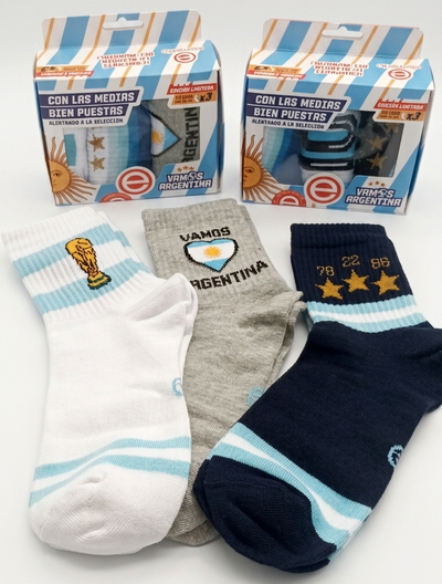 Pack Medias Hombre Estampadas Selección Argentina x3 Elemento