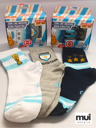 Pack x 3 Medias Algodón Elemento Box Mundial