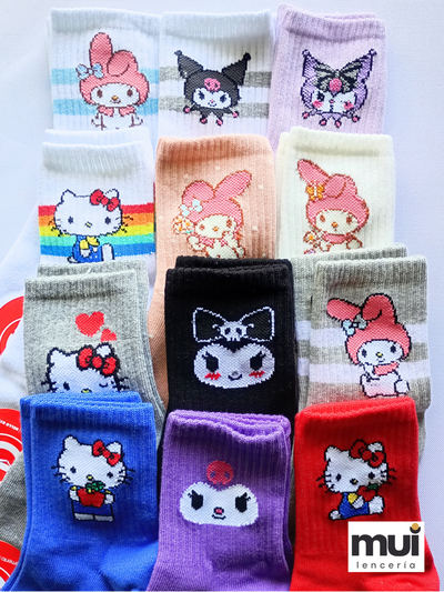 Medias Algodón Elemento Mujer Kitty/Kuromi/Melody (36 a 41)