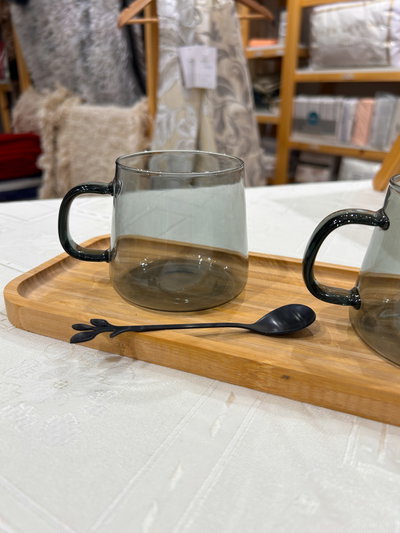 Mug net grey borosilicato 300 ml x2