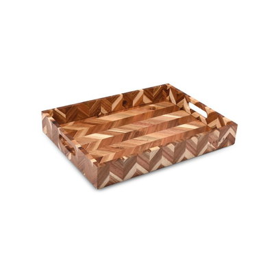 Bandeja rectangular mediana sakura de acacia origami