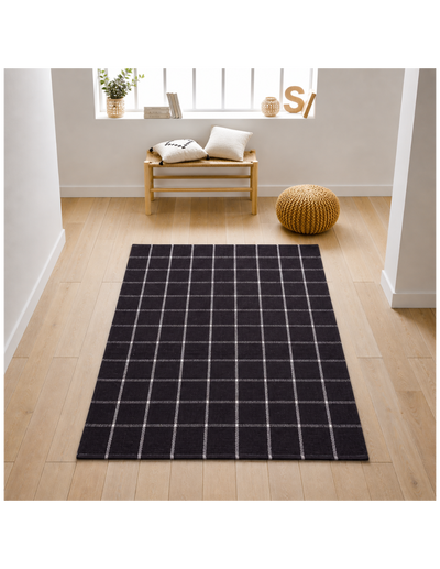 Alfombra cuadros marron 120 x 180
