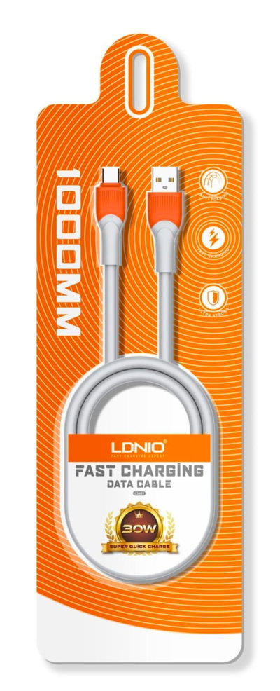 CABLE LDNIO LS601 FAST CHARG DATA 30W USB A USB-C