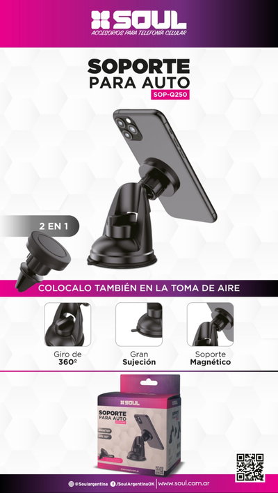 SOPORTE UNIVERSAL 2 EN 1 MAGNETICO Q250 SOUL