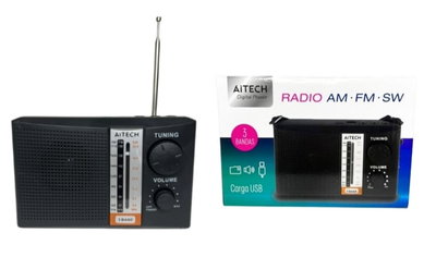 RADIO FM/AM BAT REC C/CARGA USB Y LECTOR DE SD