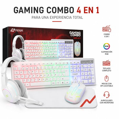 KIT GAMER 4 IN 1 NKB-413 (ROJO/BLANCO/NEGRO) -