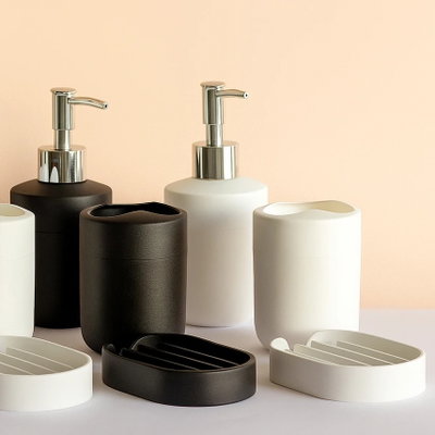 SET BAÑO TRIO DINAMICO BLANCO Y NEGRO