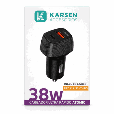CARGADOR DE AUTO KARSEN ATOMIC 38W IPHONE
