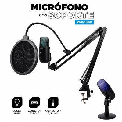 MICROFONO GAMER SOUL XMIC450 RGB C/SOPORTE