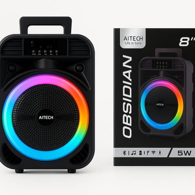 PARLANTE AITECH OBSIDIAN 8´ LUZ LED RGB