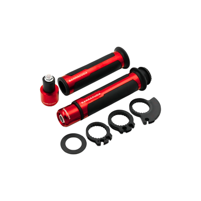 PUÑOS BARRACUDA ALUMINIO + PUNTERAS + TUBO + ADAPTADORES ROJO