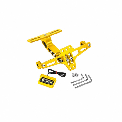 PORTA PATENTE ALUMINIO REBATIBLE + LUZ LED AMARILLO