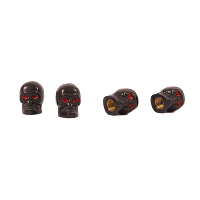 TAPA VALVULA x4 CALAVERA NEGRA
