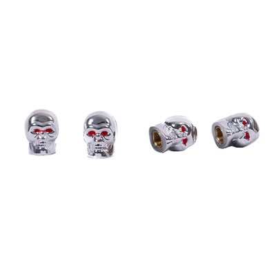 TAPA VALVULA x4 CALAVERA GRIS