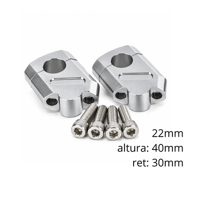 CLAMPS MANUBRIO RETRACTOR + ELEVADOR PLATA 22mm