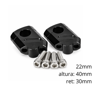 CLAMPS MANUBRIO RETRACTOR + ELEVADOR NEGRO 22mm