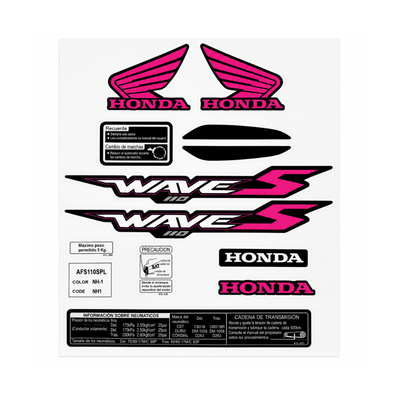KIT DE CALCOS TIPO ORIGINAL HONDA NEW WAVE S 110CC ROSA