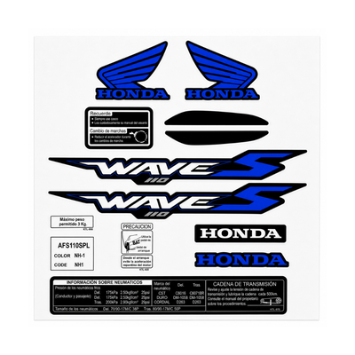 KIT DE CALCOS TIPO ORIGINAL HONDA NEW WAVE S 110CC AZUL