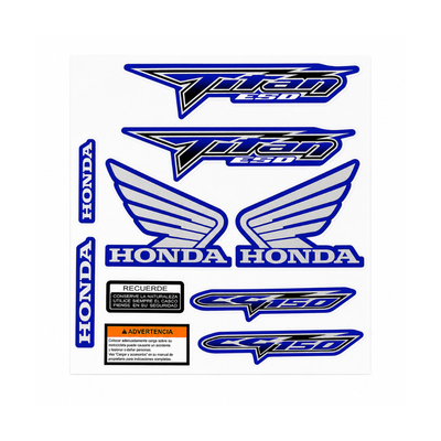 KIT DE CALCOS TIPO ORIGINAL HONDA TITAN 150CC AZUL