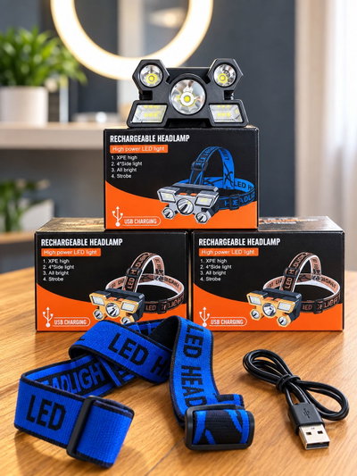 Linterna Frontal LED Recargable USB – Alta Potencia