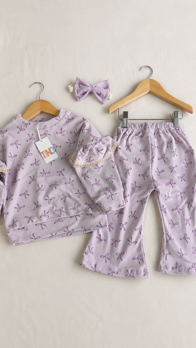 Conjunto glitter moños
