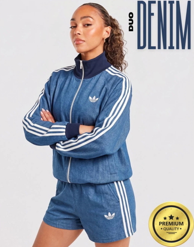 CONJUNTO ADIDAS DUO DENIM ELASTIZADO PREMIUM - CELESTE