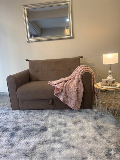 Sofa cama 145x90 Boucle pelo corto marron (STOCK) (LINEA PREMIUM)